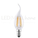 lampadina Candela Twist soffio di vento led filamento 4 watt con vetro liscio attacco E14, 340 lumen luce bianco caldo 2200K