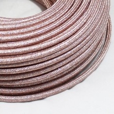Cavo elettrico tondo tessuto effetto Lamè colore Rosa 6,2 mm 2x0,75