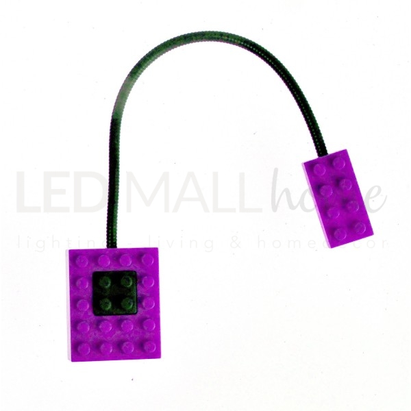 Mini lampada da lettura led mattoncino lego block light viola