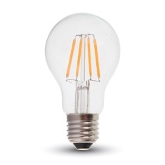 Lampada bulbo goccia led filamento A60 4W attacco E27 bianco caldo vetro trasparente