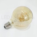 Lampada bulbo globo sfera led filamento vintage G95 4W attacco E27 bianco caldo vetro ambrato liscio