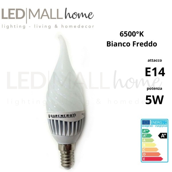 LAMPADINA LED OLIVA E14 6W LUCE FREDDA 6500K