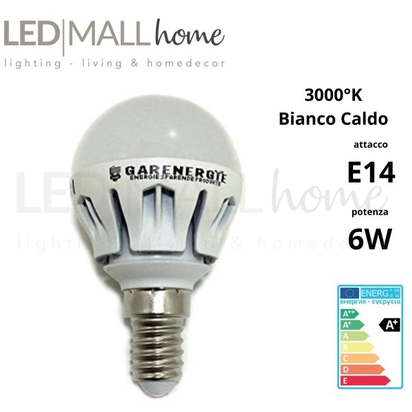Lampada sfera pallina mini globo G45 bulbo 6W E14 luce calda 3000°k 500 Lumen