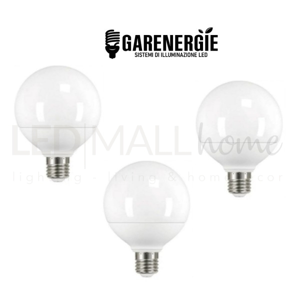 kit 3pz lampada bulbo globo led g95 15w e27 bianco freddo 6000k