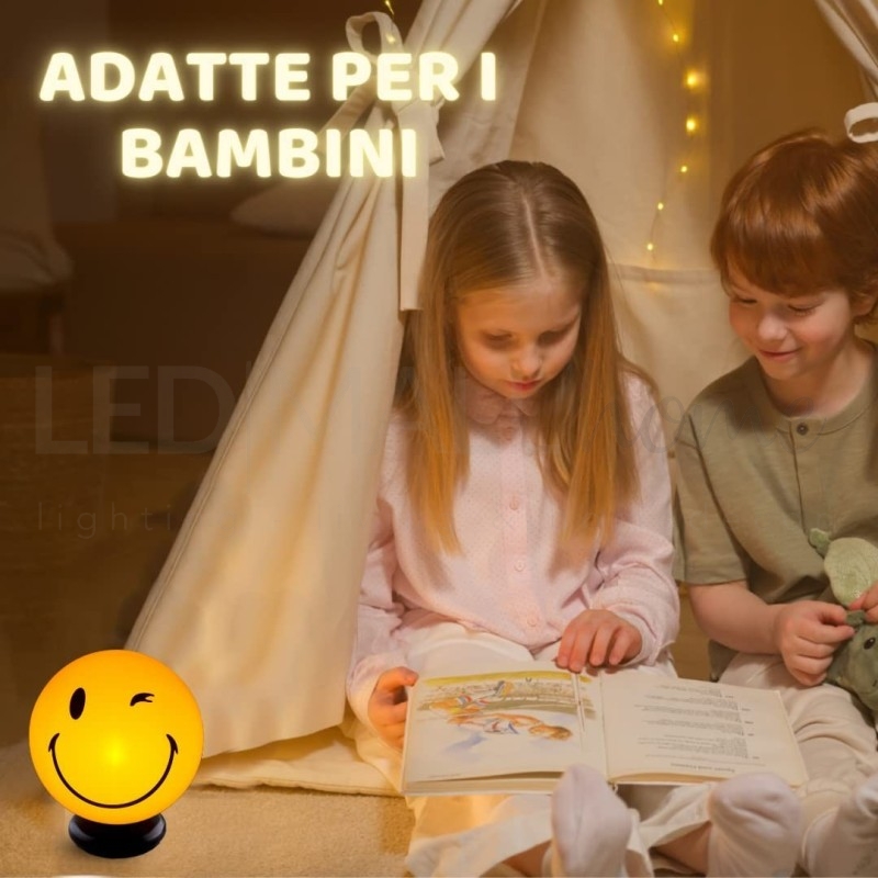 Lampada Led da Comodino Emoji Lampada Notturna Smile per Bambini